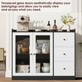 thumbnail image 5 of Senfot 43" Coffee Bar Cabinet with Glass Doors and 3 Drawers, Sideboard Buffet Cabinet with Storage, Storage Cabinet with Adjustable Shelves for Kitchen, Dining Room, Black and White, 5 of 8