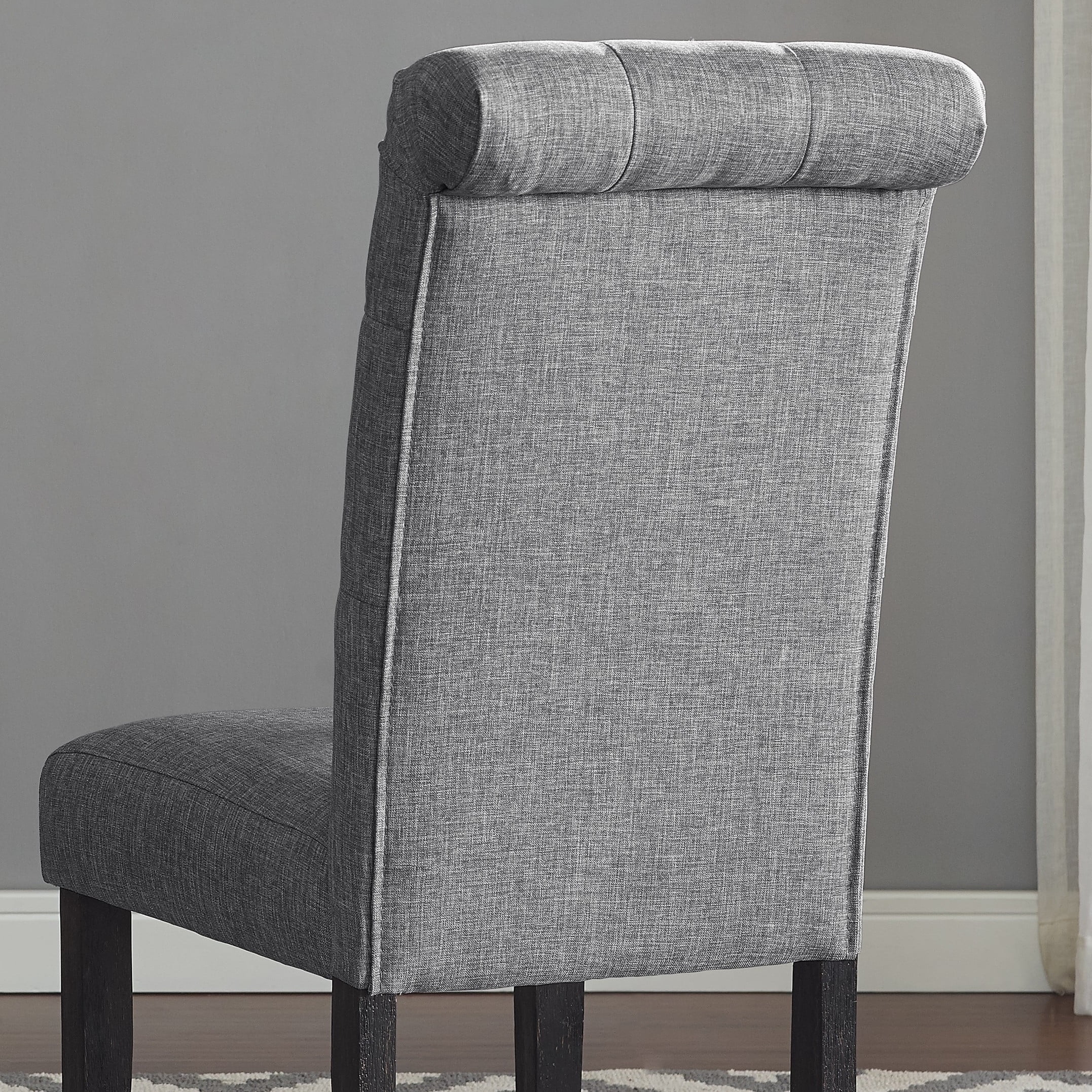 Solid Wood Tufted Dining Chairs Set of 2, Fabric Upholstery, Mid-Century Modern Style High Back Chair for Dining Room & Kitchen