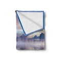 thumbnail image 2 of Glacier National Park Soft Flannel Fleece Throw Blanket, Illustration of Deserted Setting with Fog Sunrise Tranquil Land, Cozy Plush for Indoor and Outdoor Use, 70" x 90", Multicolor, by Ambesonne, 2 of 6