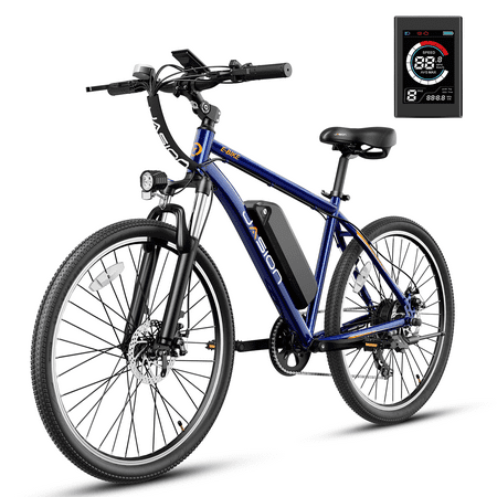 Jasion Electric Mountain Bike for Adults, 26" Tires, 350W Brushless Motor, 40 Miles Commuting Range, Front Fork Suspension, Shimano 7-Speed, EB5 Blue