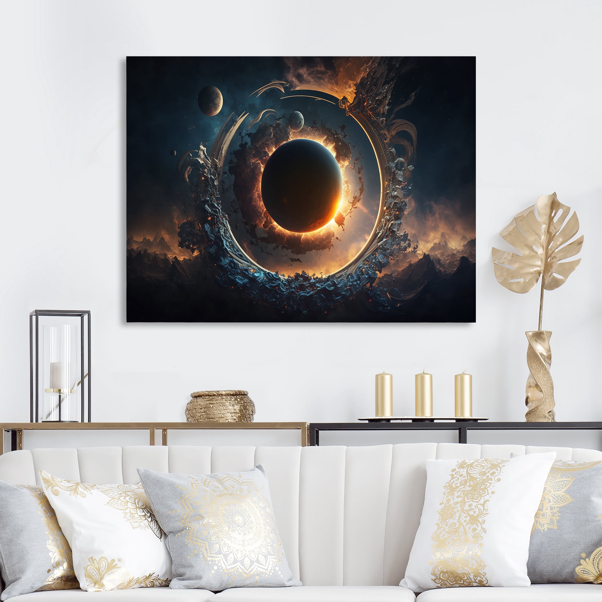 Designart Deep Planet Eclipse II Canvas Wall Art