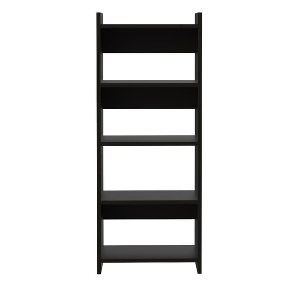 Vizcaya Black Home Office Desk and Bookcase Set with Keyboard Tray