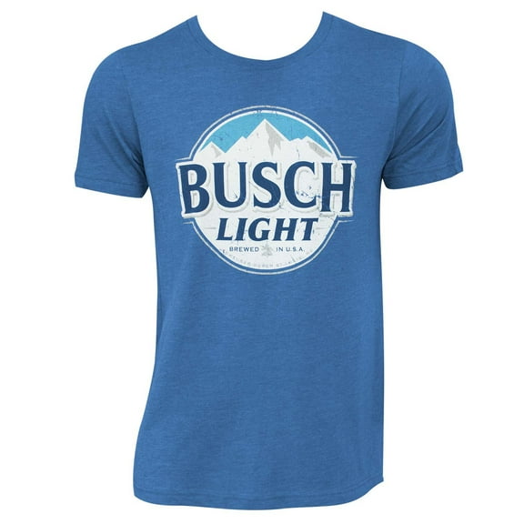 Busch 44154-Large Busch Light Mens Heather Blue Round Logo T-Shirt - Large