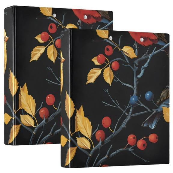 ALAZA Bird on Cherry Branch01 (1) Hardcover 3 Ring Binder 1.5" Round Rings Interior Pockets Binders Organizer 2 Pack