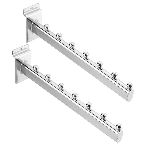 Uxcell 2 Pack Slat Wall Clothes Hangers, 12 Inch Ball Waterfall Slat Wall Hooks Heavy Duty Slat Wall Hooks Accessories for Clothing Retail Display, Silver