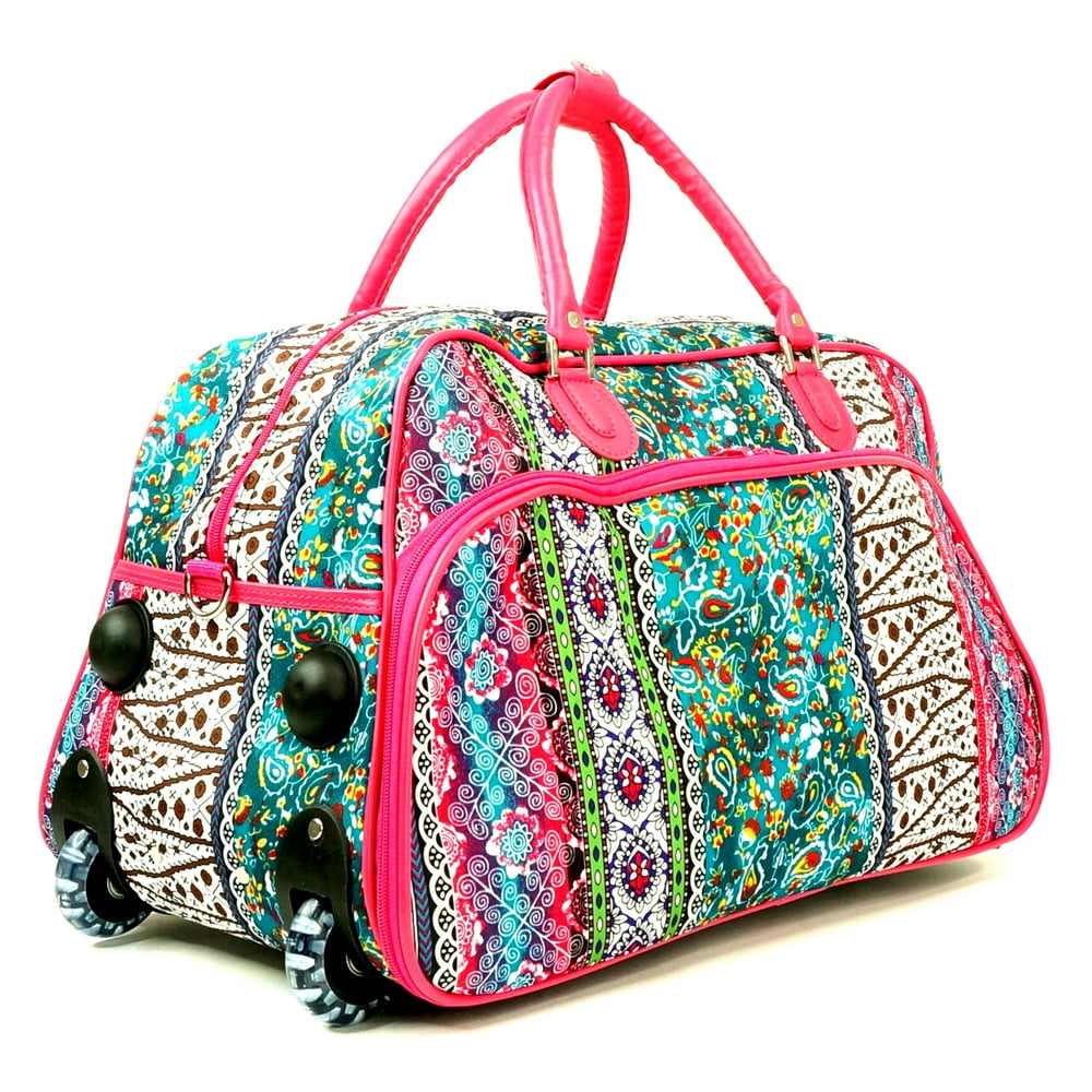 Women's Carryon 21" Boho Stripe Quilt Patterned Zippered Rolling