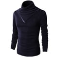 thumbnail image 1 of H2H Mens Fashion Turtleneck Slim Fit Pullover Sweater Oblique Line Bottom Edge NAVY US L/Asia XL (KMTTL041), 1 of 6