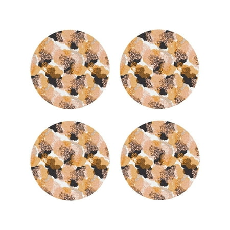 

Drink Coasters Set of 4 Camouflage Print No.9045 Leather Coasters for Coffee Table Protector Heat Resistant Cute Coasters for Home Decor Housewarming Gifts Bar Kitchen 4 Inch Round Shape