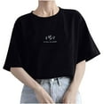 thumbnail image 2 of Otvok Womens New Short-Sleeve Tops Round Neck Solid Color Casual Summer Blouse, 2 of 6