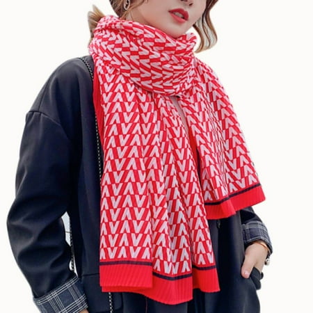 Winter Warm Fashion Large Scarves Women's Thick Long Cashmere Winter Wool Blend Soft Solid Color Scarf Shawl Wrap Plaid Scarf 7C
