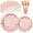100PCS/Pink Rose Gold, variant on 100PCS Pink and Rose Gold Party Supplies Dots Tableware Set Serves 25, Rose Gold Dots Pink Paper Plates with Napkins and Plastic Forks for Birthday Wedding Christmas Cocktail Party Baby Shower