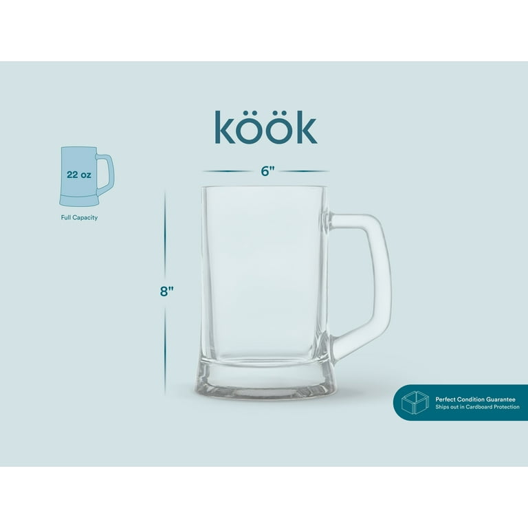 【2551】ビアマグ 2551】ビアマグ Kook 12 oz Glass Beer Mugs, Freezer Safe