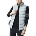 thumbnail image 4 of Fangasis Mens Jacket Full Zip Waistcoat Sleeveless Puffer Vest Men Lightweight Winter Warm Coats Fashion Holiday Coat Gray XS, 4 of 7