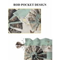thumbnail image 7 of Windmill Farmhouse Half Window Curtains 24 Inches Long, Vintage Teal Brown Wooden Butterfly Window Treatment Curtain Drapes, Short Curtains Tiers for Kitchen Over Sink, 27.5"x24", 2 Panels, 7 of 7