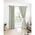 thumbnail image 3 of Farmhouse Sage Green White Striped Blackout Curtains for Bedroom/Living Room, Thermal Insulated Kitchen Curtains, Modern Stripes Grommet Darkening Window Treatment Drapes 27.5"x39"x2, 3 of 8