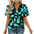 thumbnail image 2 of Bronze Women's Short Sleeve T-shirt, Womens Tops Summer Short Sleeve V Neck Blouses Business Casual Loose Fit Tshirts Trendy Fashion Outfits,Women's Short sleeve T-shirt L, 2 of 4