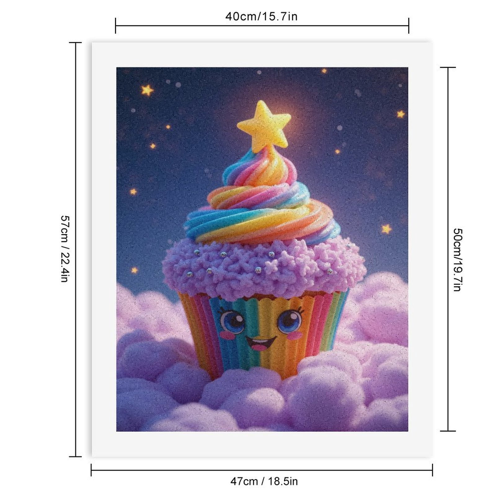 Paint By Numbers Kit for Adults Beginner - DIY Smiling Rainbow Cupcake Night Sky Canvas Painting Kits for Adults, Frameless Paint By Number for Adults for Home Wall Decor 16x20 Inch