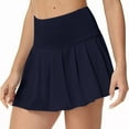 thumbnail image 2 of Pleated Tennis Skirt for Women with 4 Pockets Women's High Waisted Athletic Golf Skorts Skirts for Running Casual navy XL, 2 of 7