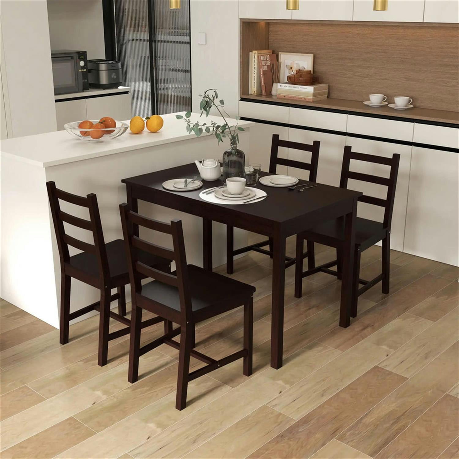 Demi Bonn 5 Piece Dining Table Set for Small Spaces, Modern Kitchen Table and Chairs for 4 Dining Room Set with Chairs Home Furniture Rectangular, Brown