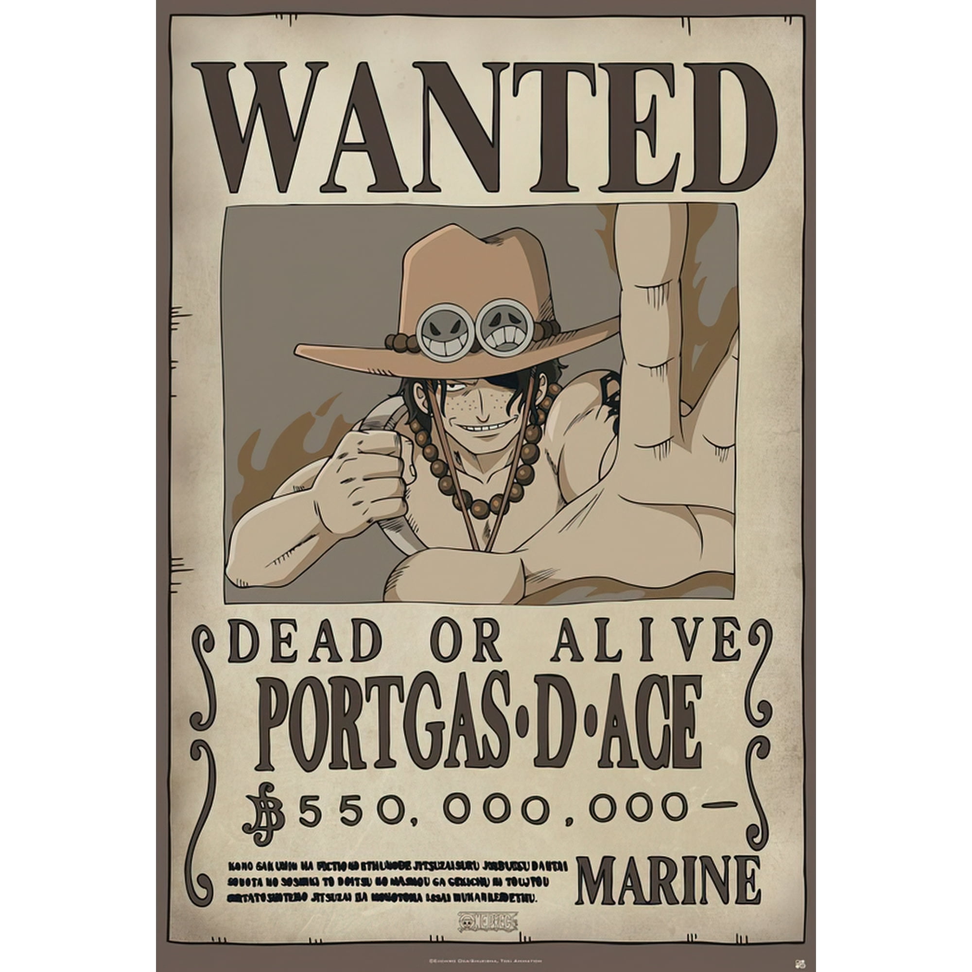 One Piece Manga Anime Tv Poster Wanted Portgas D Ace Size 24 X 36 Walmart Com Walmart Com