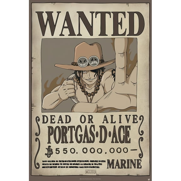 One Piece - Manga / Anime TV Poster (Wanted: Portgas D Ace) (Size: 24" X 36")