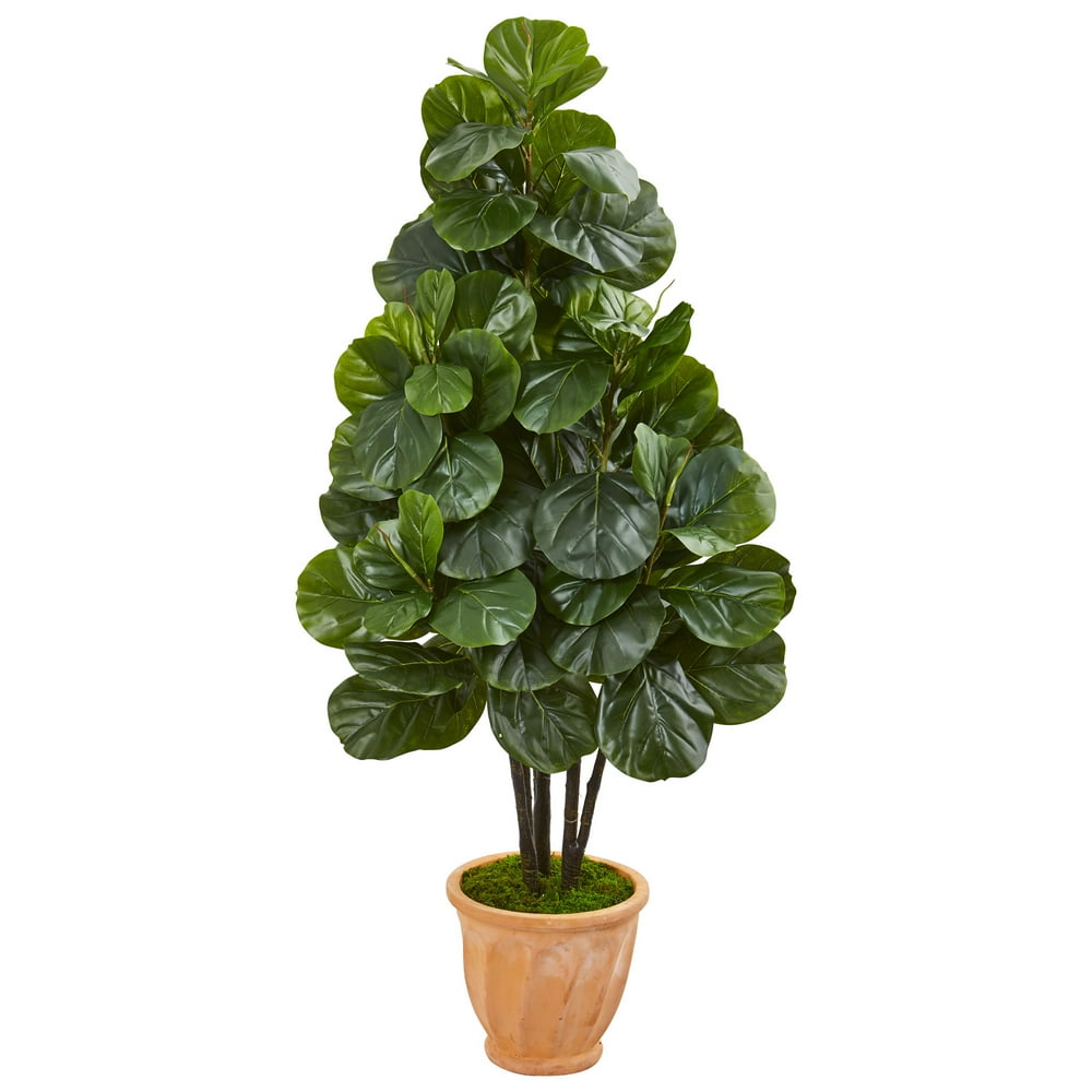 Nearly Natural 58In. Fiddle Leaf Fig Artificial Tree in Terra Cotta