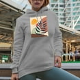 thumbnail image 2 of Aesthetic Minimalism Boho Rainbow, Sun & Botanical Art Merch Gift, Heather Grey Hooded Sweatshirt or Hoodie, XL, 2 of 5