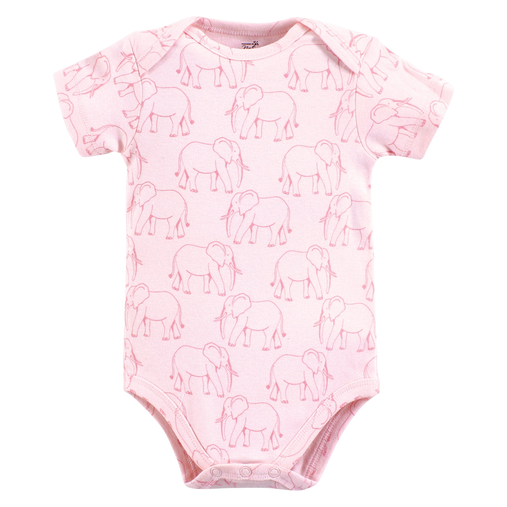 Touched by Nature Unisex Baby Organic Cotton Bodysuits, Pink Peanut, 9-12 Months