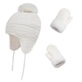 thumbnail image 4 of Bonnet d'Hiver pour Enfants avec Pompon Bonnet Tricoté Gant Épais Mitaines Ensemble, 4 of 9
