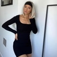 thumbnail image 3 of Vestido mini ajustado sexy con escote cuadrado para mujer, 3 of 7