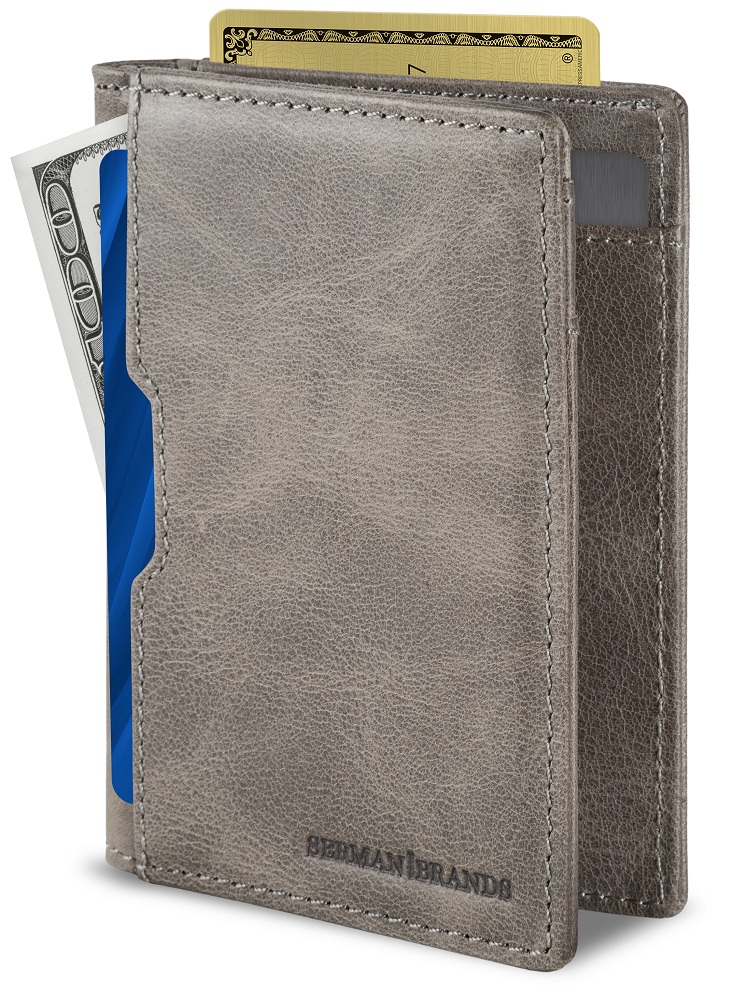 Serman Brands Wallets for Men | Slim Mens leather Wallet | RFID Blocking Minimalist | Card Front Pocket Bifold Travel Thin | Slate Gray - image 1 of 6