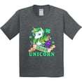 thumbnail image 3 of Inktastic St Patricks Day Irish Unicorn Illustration with Shamrocks Youth T-Shirt, 3 of 5