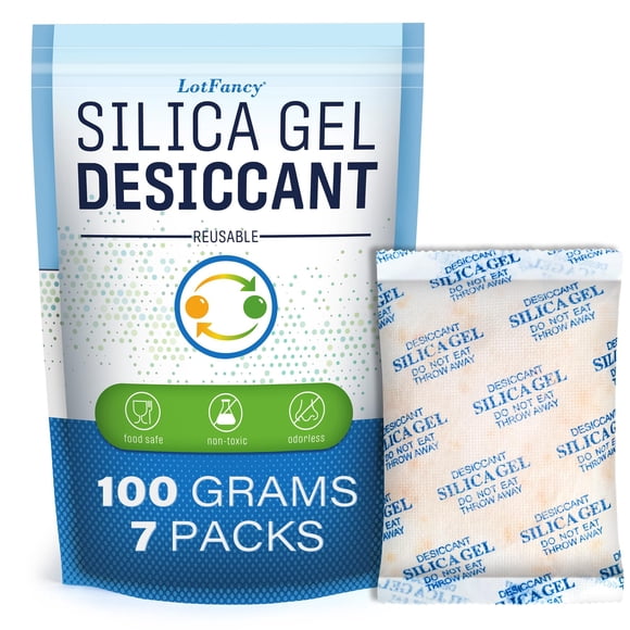 Deshumidificador LotFancy, gel de sílice, 7 paquetes reutilizables de 100 g