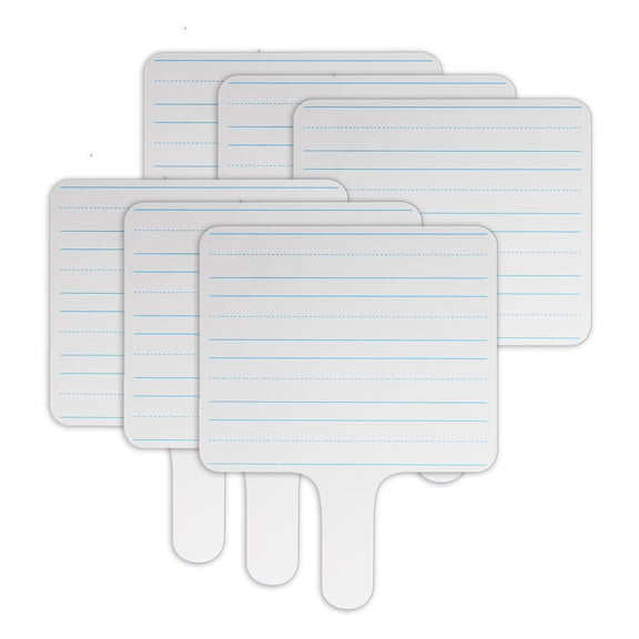 Flipside Products Two-Sided Rectangular Dry Erase Writing Paddle, Lined/Blank, 7.75" x 10", Pack of 6