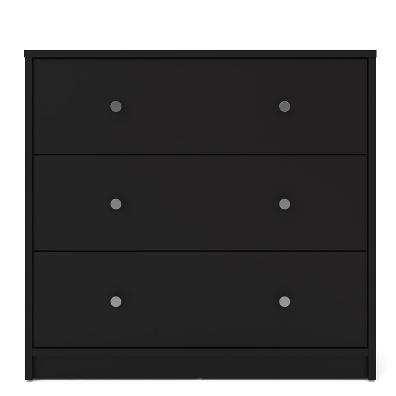 3pc Set of Engineered Wood Black 3Drawer Chest 6Drawer Dresser & Nightstand