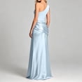 thumbnail image 6 of EliteGoogv Womens Bodycon Dresses One Shoulder Asymmetric Ruched Long Dresses For Women Slim Fit Satin Formal Evening Party Dresses Blue, 6 of 7