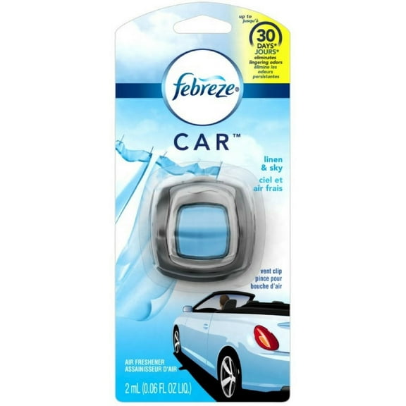 Febreze Car Vent Clip Air Freshener, Linen & Sky 1 ea (Pack of 4)