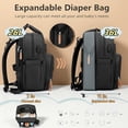thumbnail image 2 of Expandable Diaper Bag Backpack for Dad and Mom – Large Capacity Baby Diaper Bag with Premium Leather, Changing Pad, Insulated Bottle Pockets, Stroller Straps, Laptop Sleeve – Black Travel Diaper Bag, 2 of 8