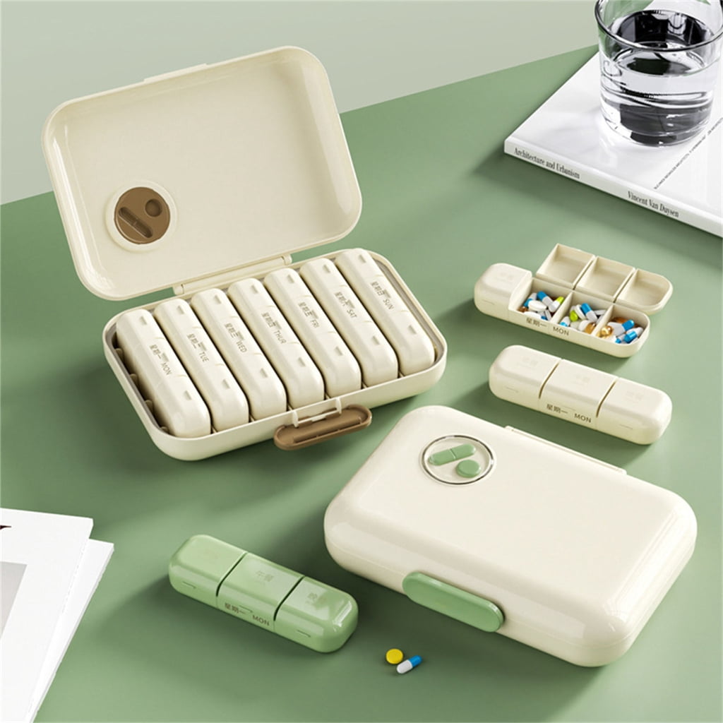 Oasiva Weekly Pills Organizers Box With 7 Removable Compartments Portable Travel Medicine Storage Case Made Of Durable ABS Materials For Daily Use