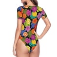 thumbnail image 4 of Naloa Hawaiian Style Women's Short-Sleeved Onesie, One-Piece Swimsuit for Parties, dates, clubs - Small, 4 of 9