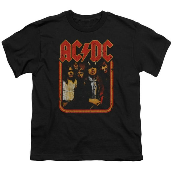 Acdc - Group Distressed - Youth Short Sleeve Shirt - Medium