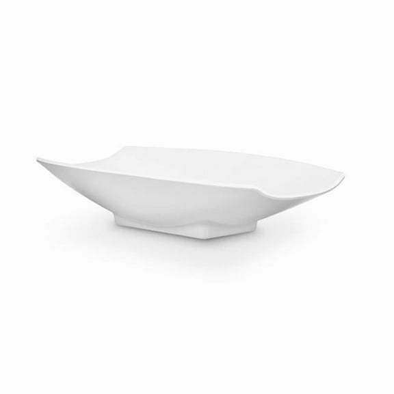 16 x 9 x 3.5 in. Melamine Curves Bowl with All White, 64 oz - 2 quart