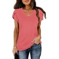 thumbnail image 2 of SROBPTY Womens Summer Tunic Tops, Casual T Shirts for Women, Womens Casual V Neck Short Sleeve Loose T Shirt Blouse Dressy Tops Watermelon Red,XXXL, 2 of 5