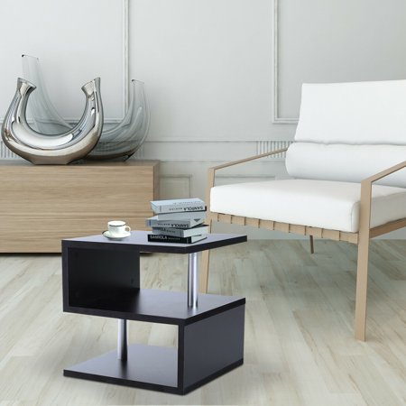 End Coffee Table S Shaped Stand Storage Shelves Organizer ...