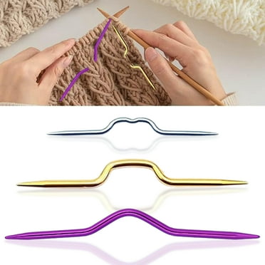 3Pcs Knitting Cable Needle, Crooked Twist Curved Hand Knit Needles For Sweater Knitting, Mixed Color Aluminum Yarn Stitch Holders Cable Knitting Needles, Sweater Knitting Tool (Random Color)