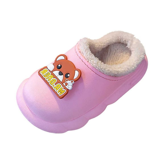 GJSYRH Girls Plush Slipper Warm Winter Slippers Soft Comfortable Indoor Outdoor Lined Cartoon Design Lightweight Toddler Kids Footwear Red 3.5-4 Years