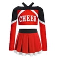 thumbnail image 3 of inlzdz Girls Cheerleading Uniform Cheer Leader Dance Crop Tops with Skirts Party Outfit 2-Piece Set Red 10, 3 of 7