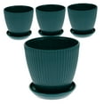 thumbnail image 5 of IBASETOY Dark Green Resin Plant Pots with Saucer Breathable for Indoor and Outdoor Decor 4Pcs, 5 of 8