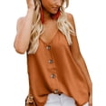 thumbnail image 2 of Uhndy Women's Button Down V Neck Camisoles Strappy Tank Tops Loose Casual Spaghetti Strap Shirts Sleeveless Blouses Brown XL, 2 of 6