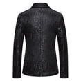 thumbnail image 4 of IYTR Stylish Suit Coat with Pocket Long Sleeve Jacket Single Breasted Lapel Coat Men's Fashion Suit Jacket Sequins Black S, 4 of 5
